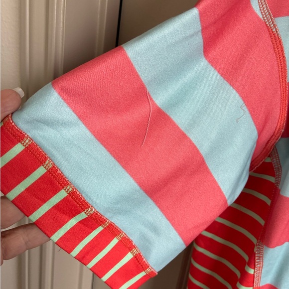 BiBi Coral and Sky Striped Short Sleeve Top - Picture 3 of 6